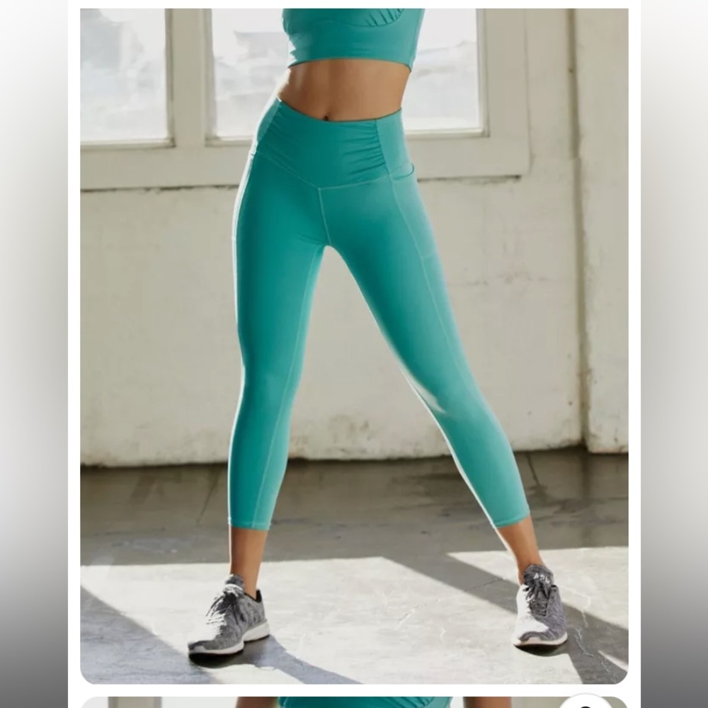 Free People Teal High-Waist Crop Leggings